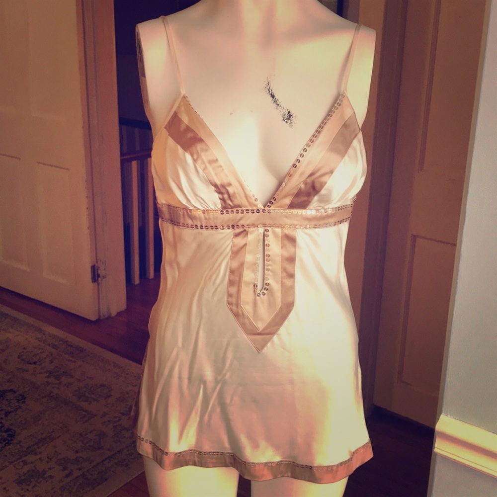 Bebe silk cami with sequin detail